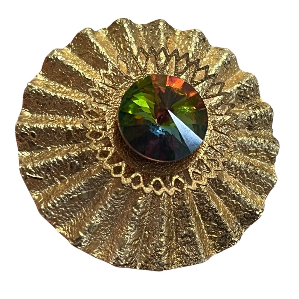 Vintage Watermelon Rivoli Crystal Brooch and Pendant Rainbow